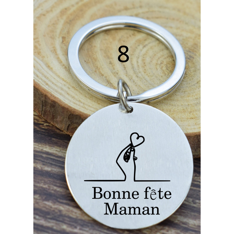 Porte-clés personnalisé maman gravé laser Cadeau fête des mères anniversaire fête amour cadeau famille noël noel