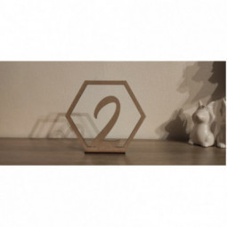 Numéro table decoration décoration mariage bois hexagonale Champêtre