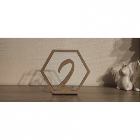 Numéro table decoration décoration mariage bois hexagonale Champêtre