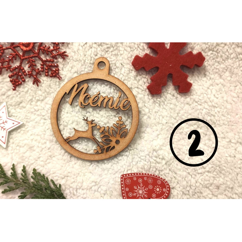 Boule de noël noel en bois prénom sapin personnalisable Personnalisé enfant