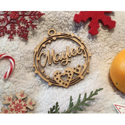 Boule de noël noel en bois prénom sapin personnalisable Personnalisé enfant