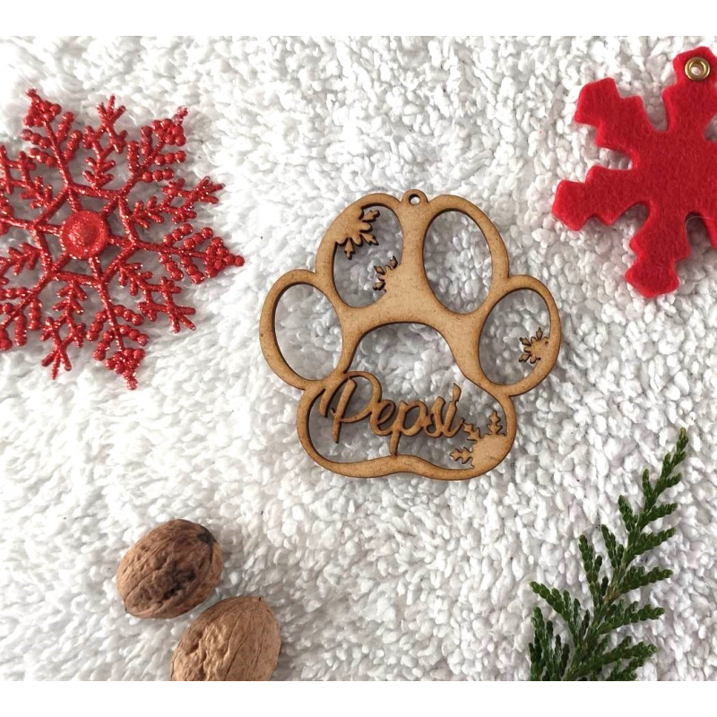 Boule de noël noel en bois prénom sapin personnalisable Personnalisé animal chat chien animaux