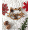 Boule de noël noel en bois prénom sapin personnalisable Personnalisé prénom animal chat chien animaux tête de chat ornements