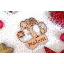 Boule de noël noel en bois prénom sapin personnalisable Personnalisé animal chat animaux