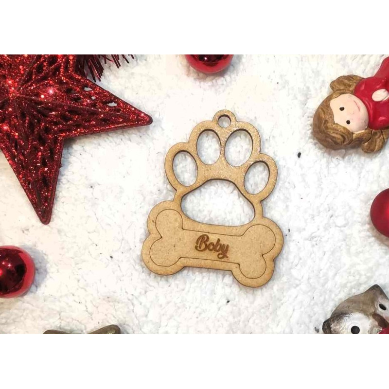 Boule de noël noel en bois prénom sapin personnalisable Personnalisé animal chat chien animaux