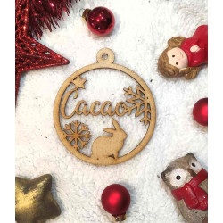 Boule de noël noel en bois prénom sapin personnalisable Personnalisé prénom animal animaux poule poisson lapin tortue