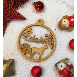 Boule de noël noel en bois prénom sapin personnalisable Personnalisé prénom animal animaux cheval oiseau coq cochon d'inde