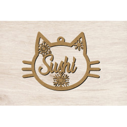 Boule de noël noel en bois prénom sapin personnalisable Personnalisé prénom animal chat chien animaux tête de chat ornements