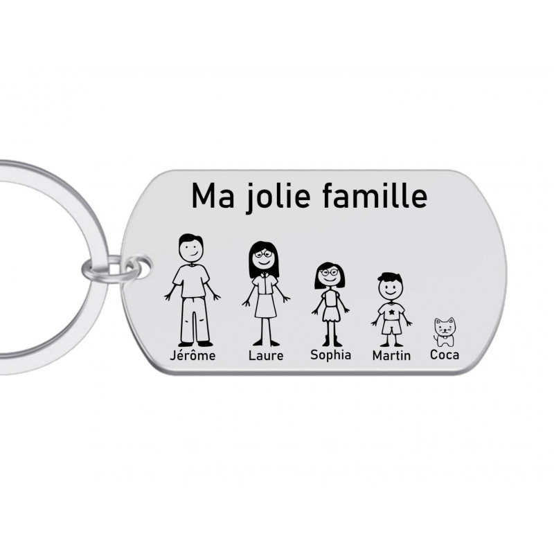 Porte clés de famille personnalisable avec les prénoms
