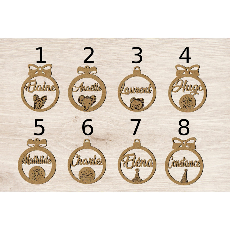 Boule de noël noel en bois prénom sapin personnalisable Personnalisé enfant