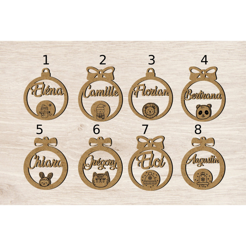 Boule de noël noel en bois prénom sapin personnalisable Personnalisé enfant