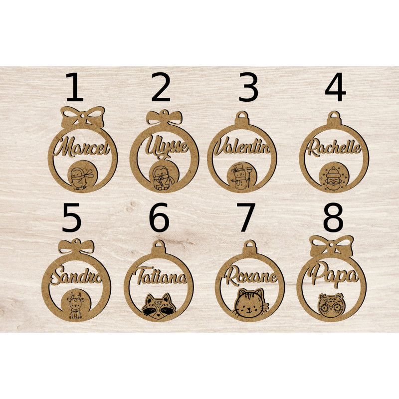Boule de noël noel en bois prénom sapin personnalisable Personnalisé enfant