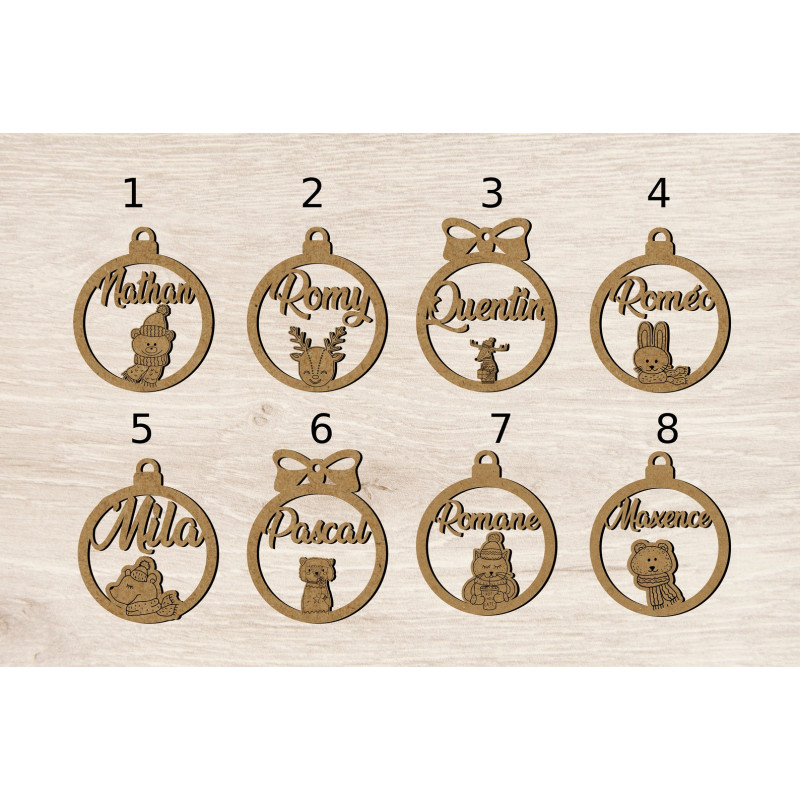 Boule de noël noel en bois prénom sapin personnalisable Personnalisé enfant