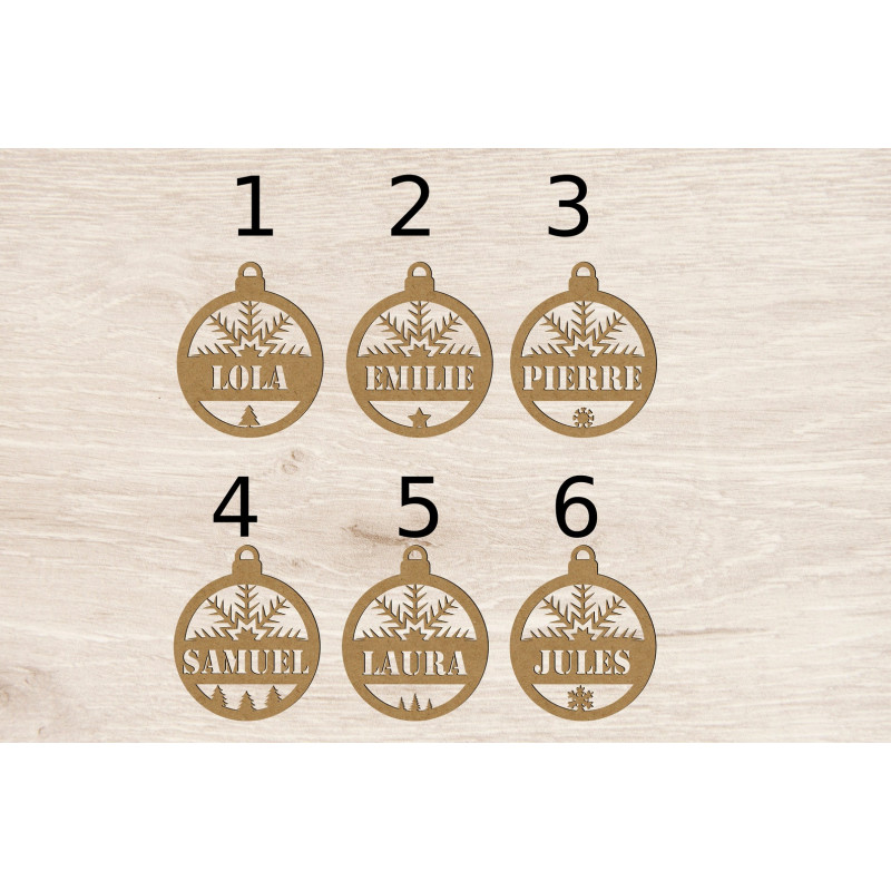 Boule de noël noel en bois prénom sapin personnalisable Personnalisé enfant