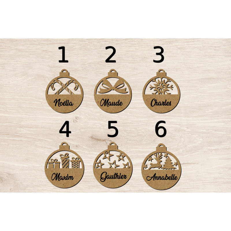 Boule de noël noel en bois prénom sapin personnalisable Personnalisé enfant