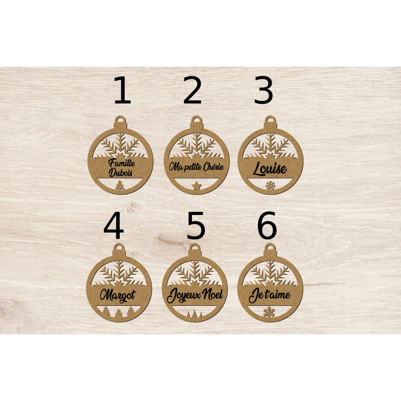 Boule de noël noel en bois prénom sapin personnalisable Personnalisé enfant