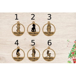 Boule de noël noel  en bois prénom sapin personnalisable noël futur maman enceinte jeune maman