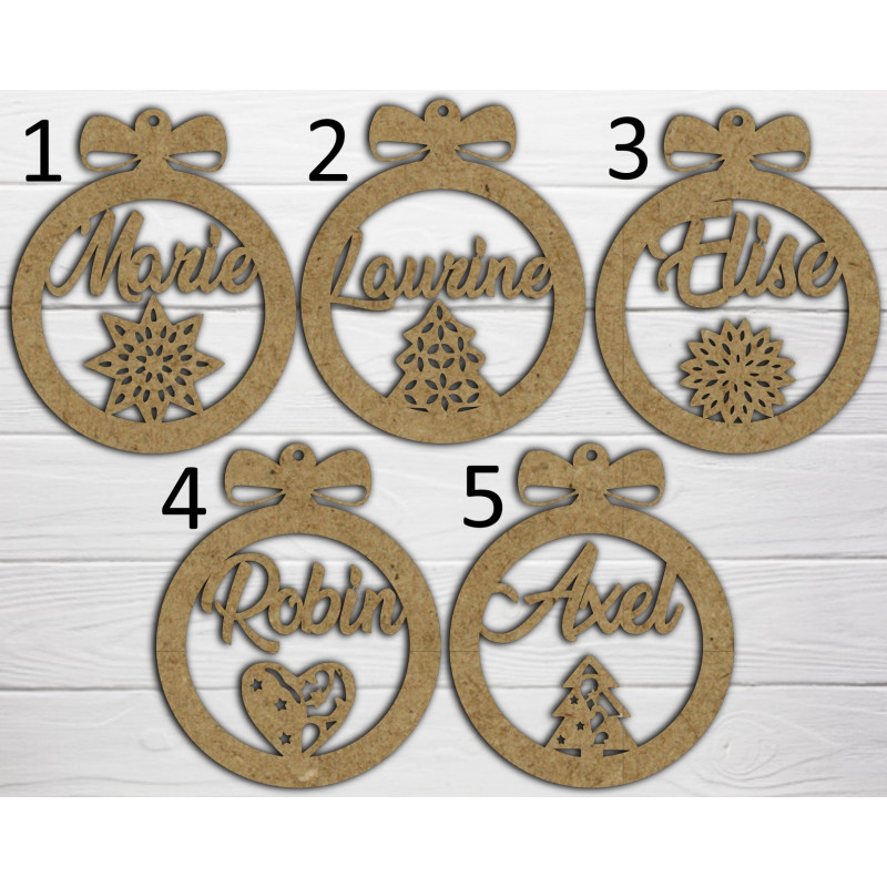 Boule de noël noel en bois prénom sapin personnalisable Personnalisé enfant