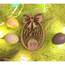 Décoration suspension bois prénom pâques personnalisable décoration à suspendre
