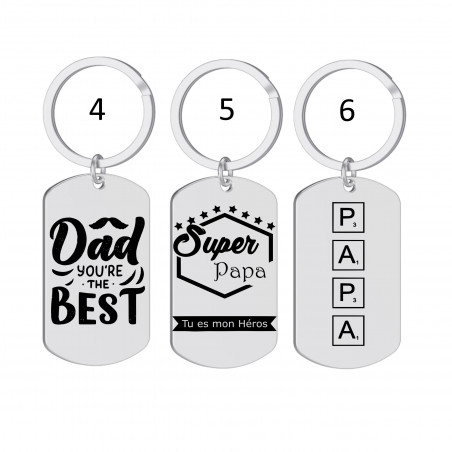 Porte-clés personnalisé papa gravé laser Cadeau fête des pères anniversaire  fête amour cadeau famille noël noel Motif 2 Nombre de face Recto/verso  (+1.50€) Pochette cadeau sans